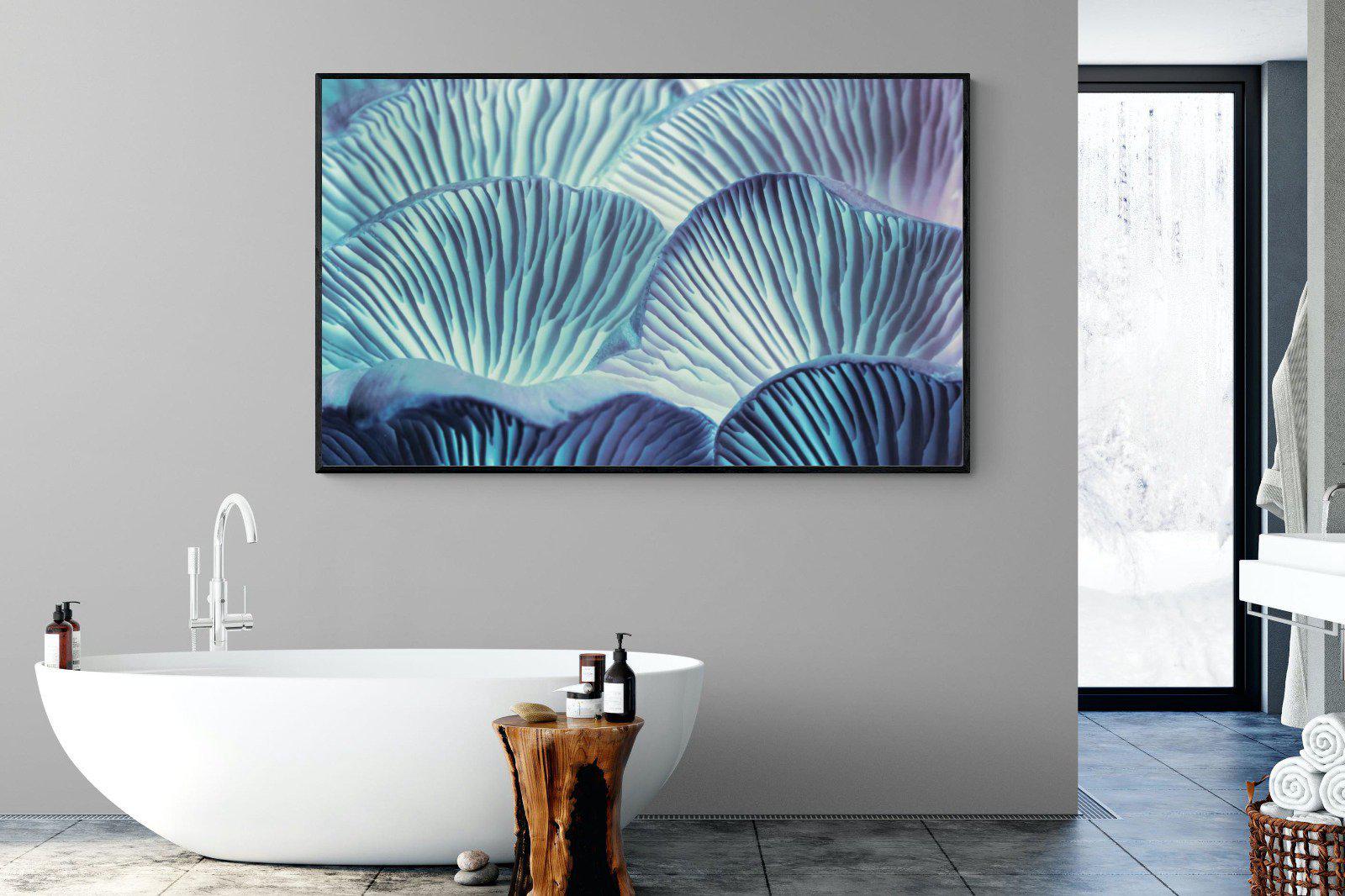 Neon Mushrooms-Wall_Art-180 x 110cm-Mounted Canvas-Black-Pixalot