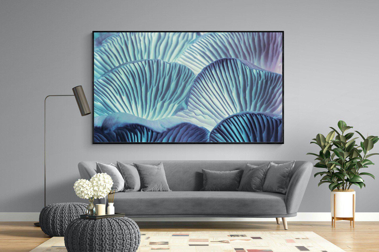 Neon Mushrooms-Wall_Art-220 x 130cm-Mounted Canvas-Black-Pixalot
