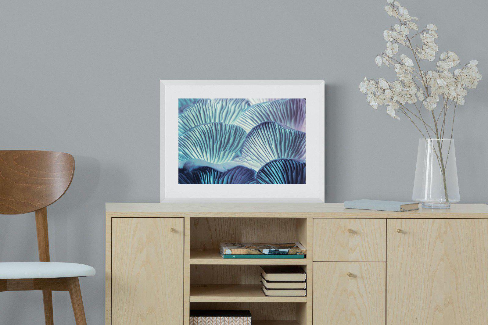 Neon Mushrooms-Wall_Art-60 x 45cm-Framed Print-White-Pixalot