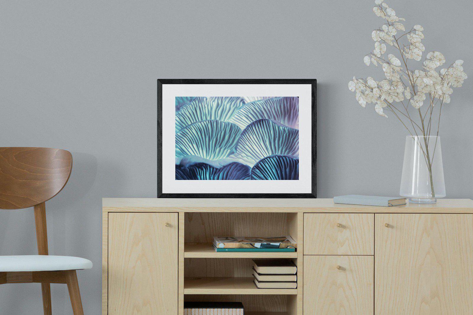 Neon Mushrooms-Wall_Art-60 x 45cm-Framed Print-Black-Pixalot