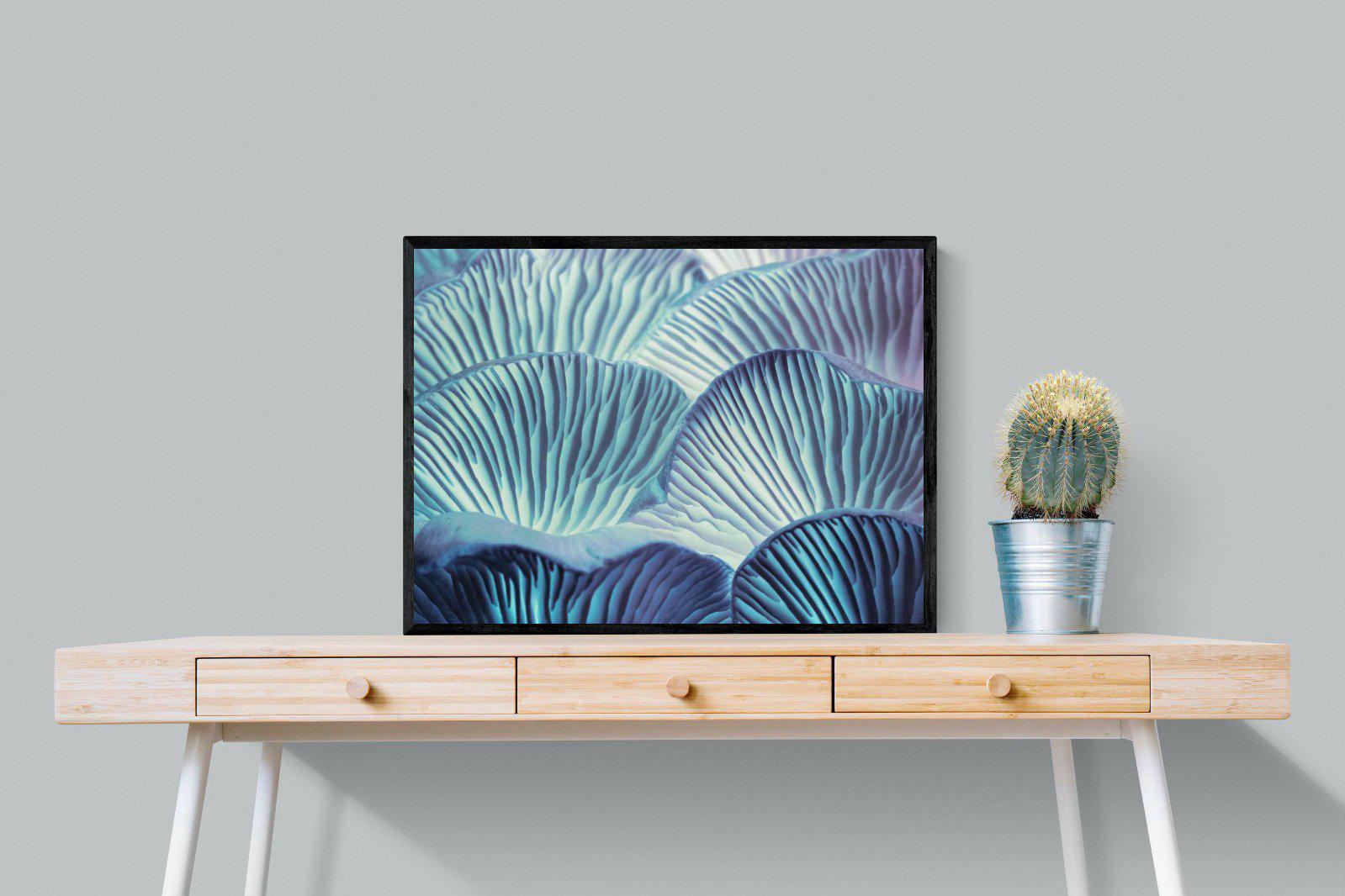 Neon Mushrooms-Wall_Art-80 x 60cm-Mounted Canvas-Black-Pixalot
