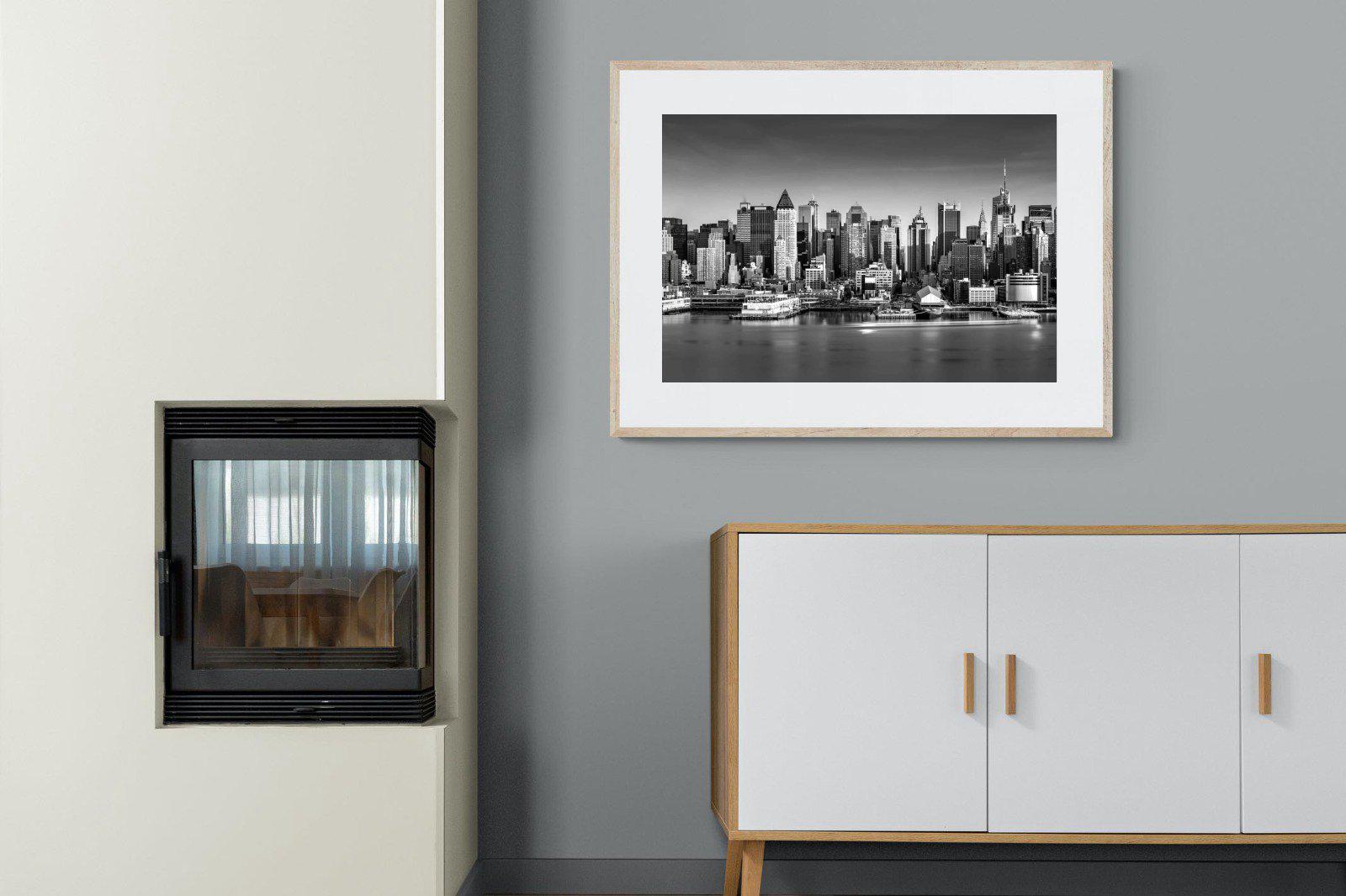 New York Skyline-Wall_Art-100 x 75cm-Framed Print-Wood-Pixalot