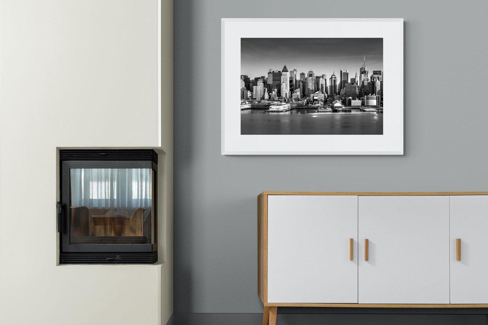 New York Skyline-Wall_Art-100 x 75cm-Framed Print-White-Pixalot