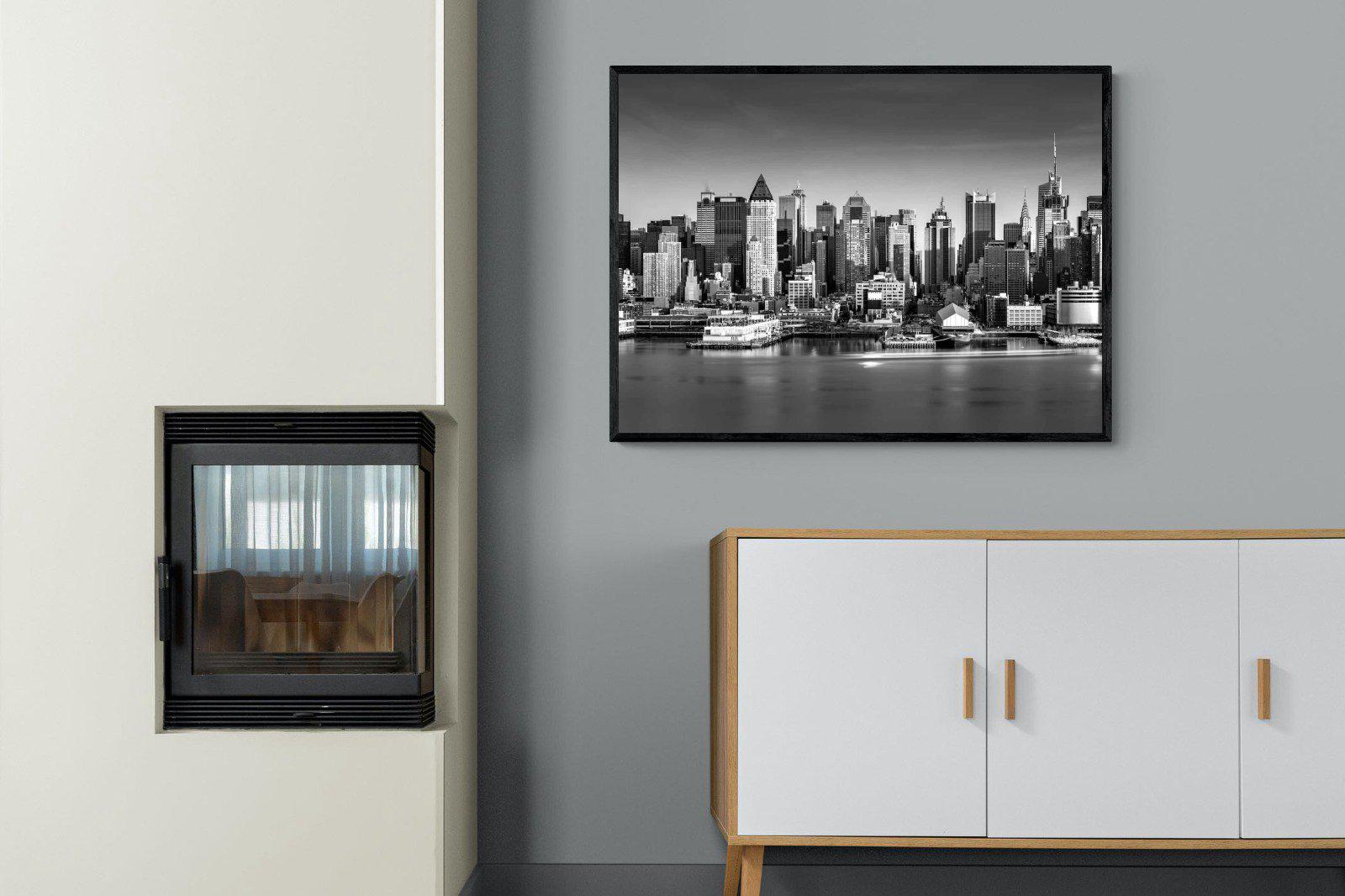 New York Skyline-Wall_Art-100 x 75cm-Mounted Canvas-Black-Pixalot