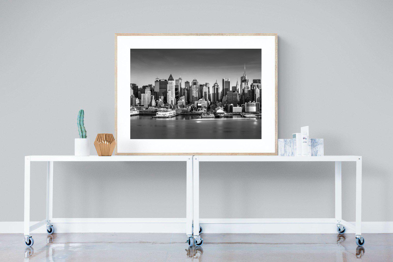 New York Skyline-Wall_Art-120 x 90cm-Framed Print-Wood-Pixalot