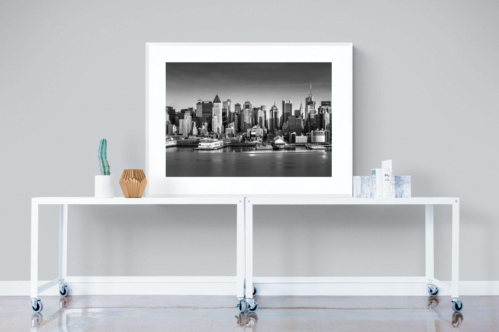 New York Skyline-Wall_Art-120 x 90cm-Framed Print-White-Pixalot