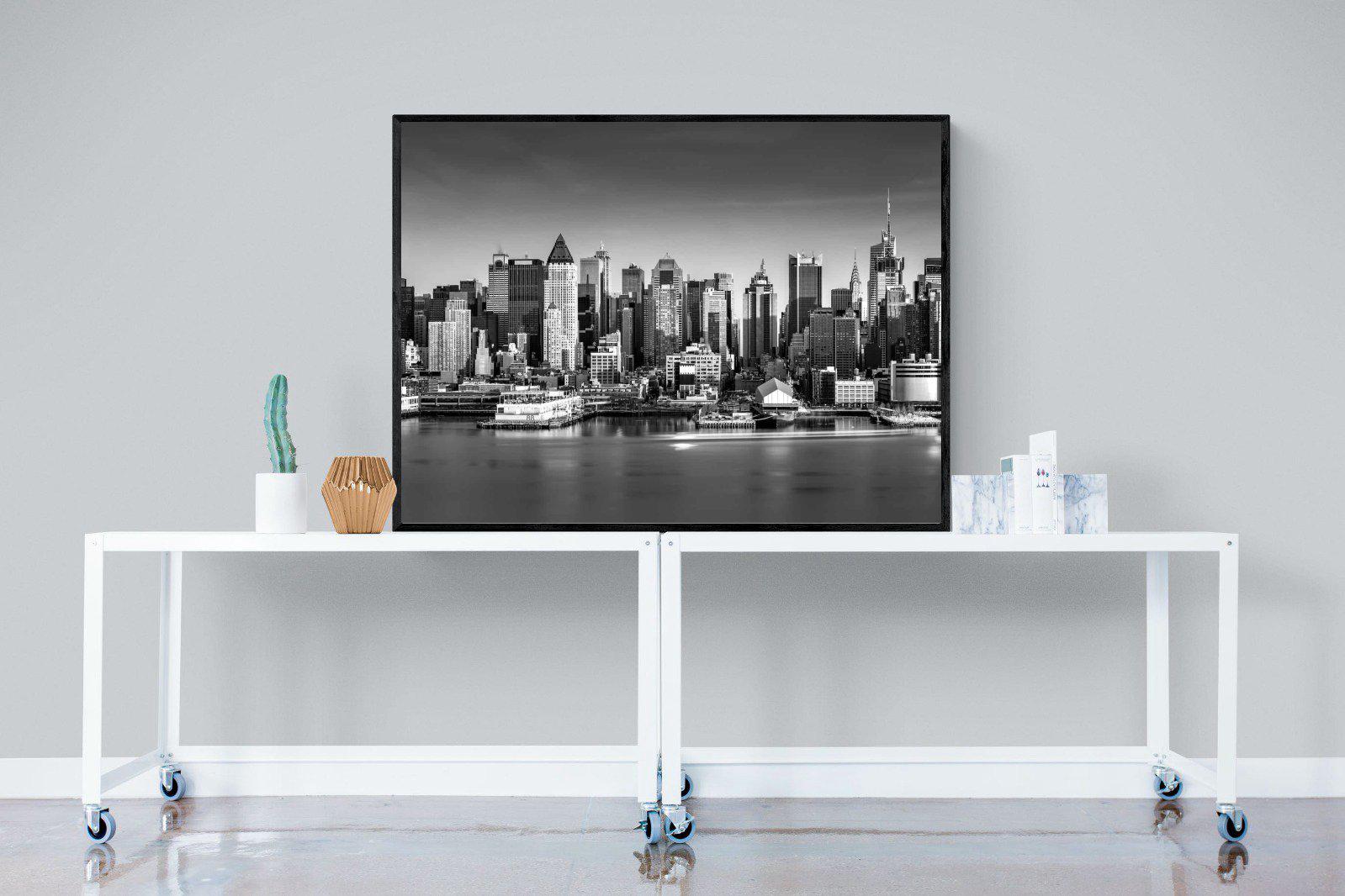 New York Skyline-Wall_Art-120 x 90cm-Mounted Canvas-Black-Pixalot