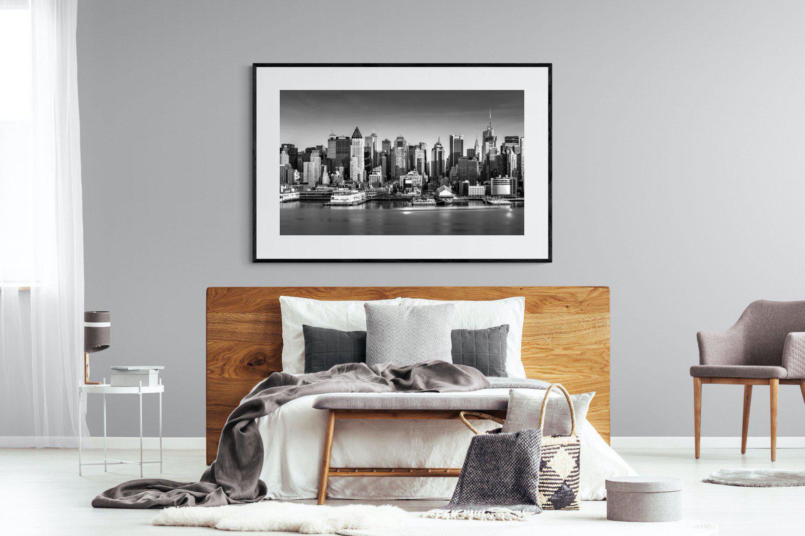 New York Skyline-Wall_Art-150 x 100cm-Framed Print-Black-Pixalot