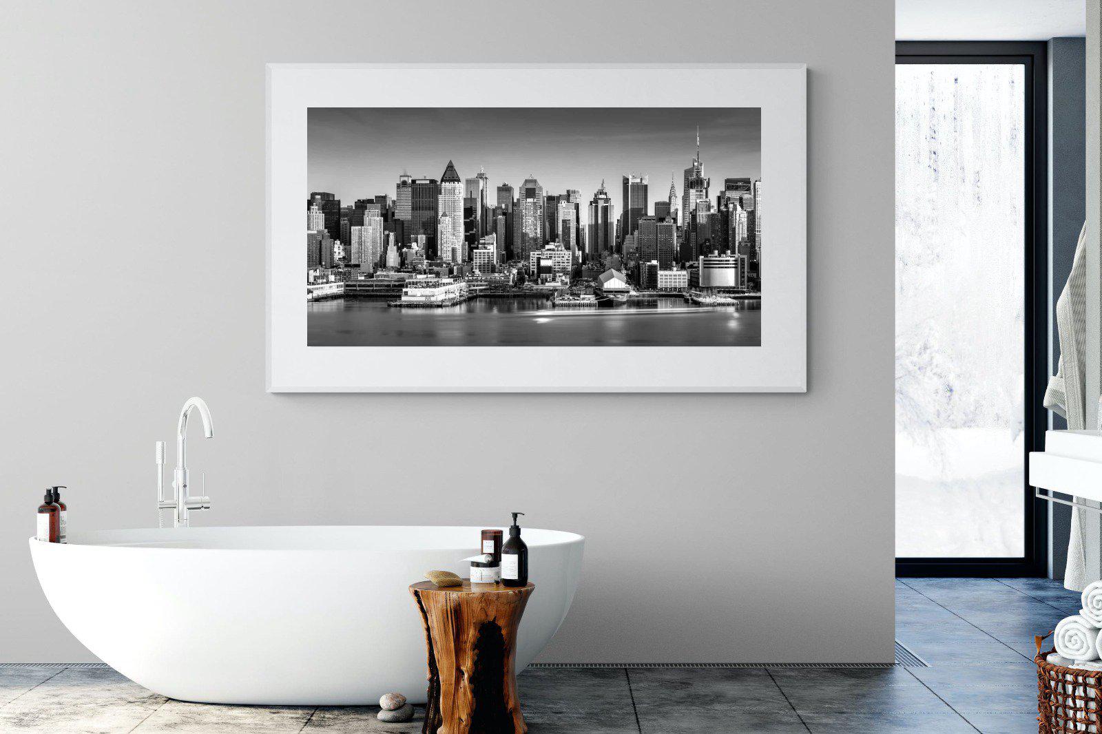 New York Skyline-Wall_Art-180 x 110cm-Framed Print-White-Pixalot