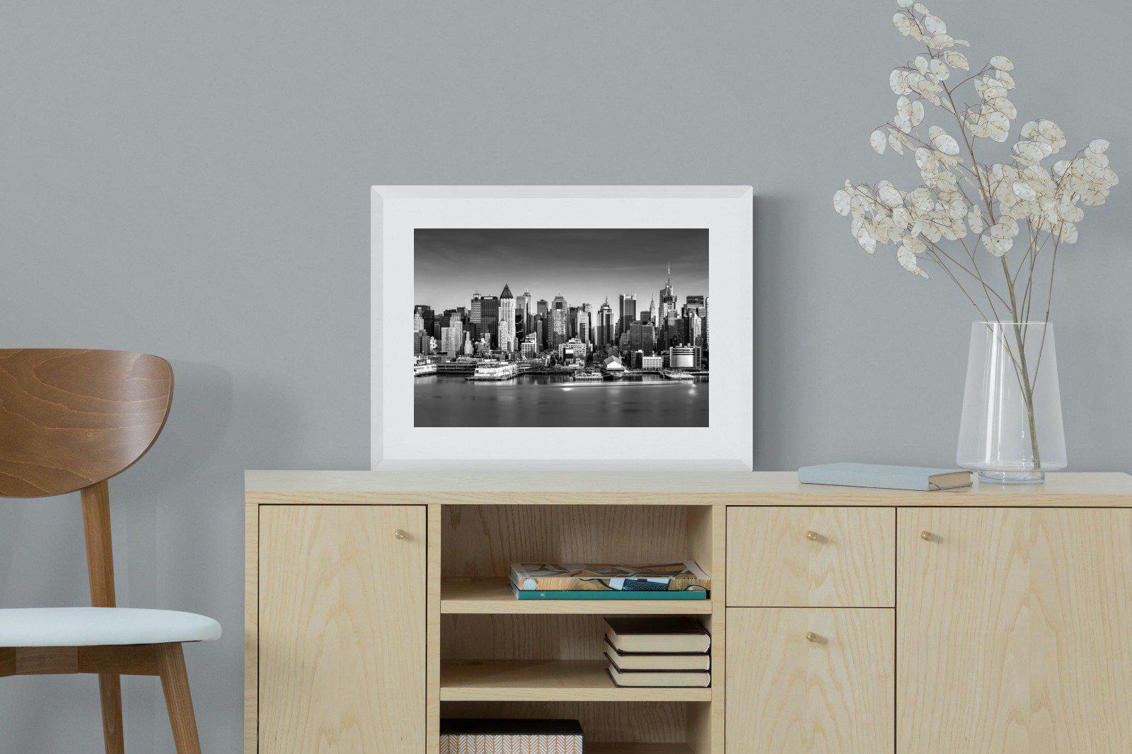 New York Skyline-Wall_Art-60 x 45cm-Framed Print-White-Pixalot