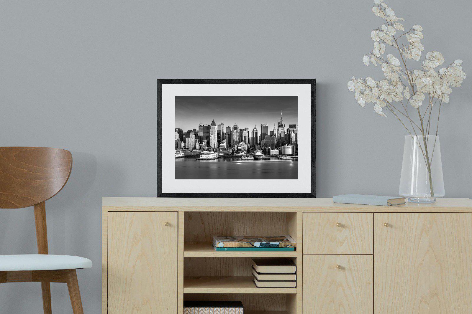 New York Skyline-Wall_Art-60 x 45cm-Framed Print-Black-Pixalot