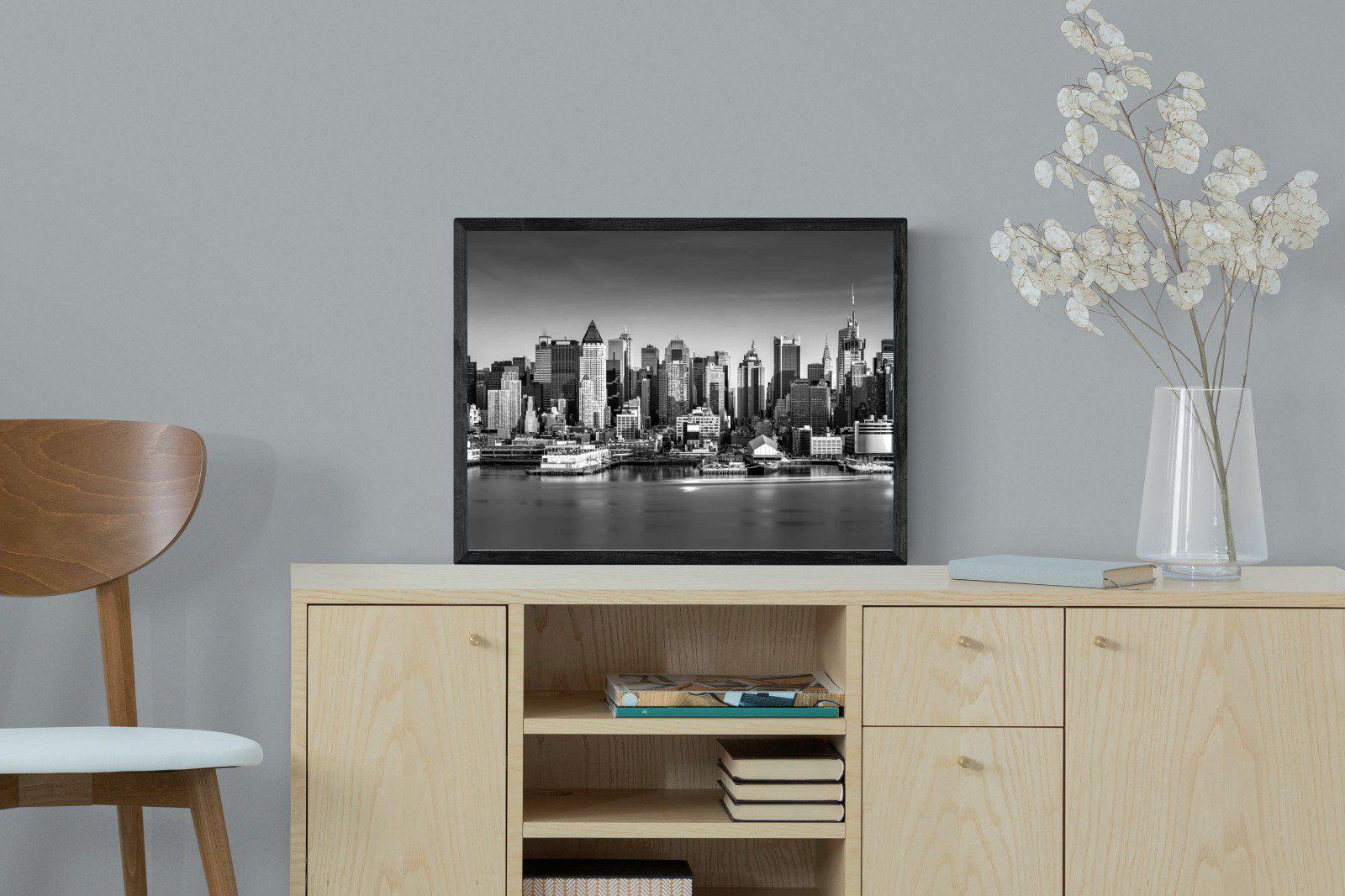 New York Skyline-Wall_Art-60 x 45cm-Mounted Canvas-Black-Pixalot