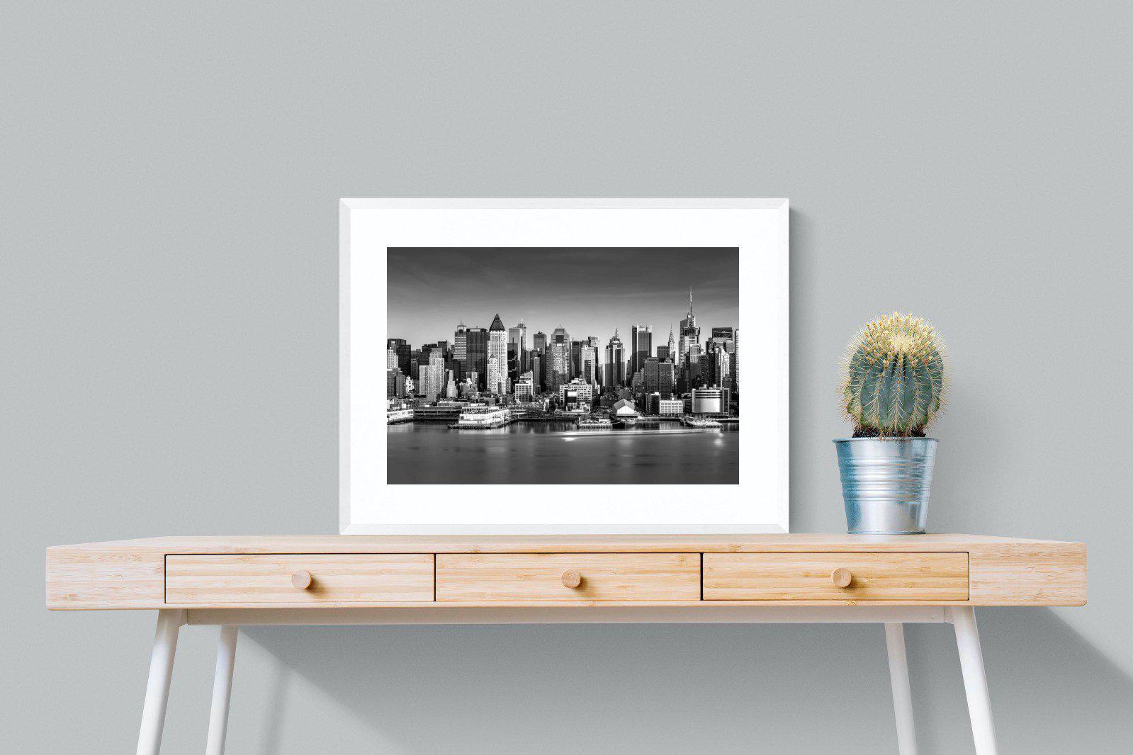 New York Skyline-Wall_Art-80 x 60cm-Framed Print-White-Pixalot