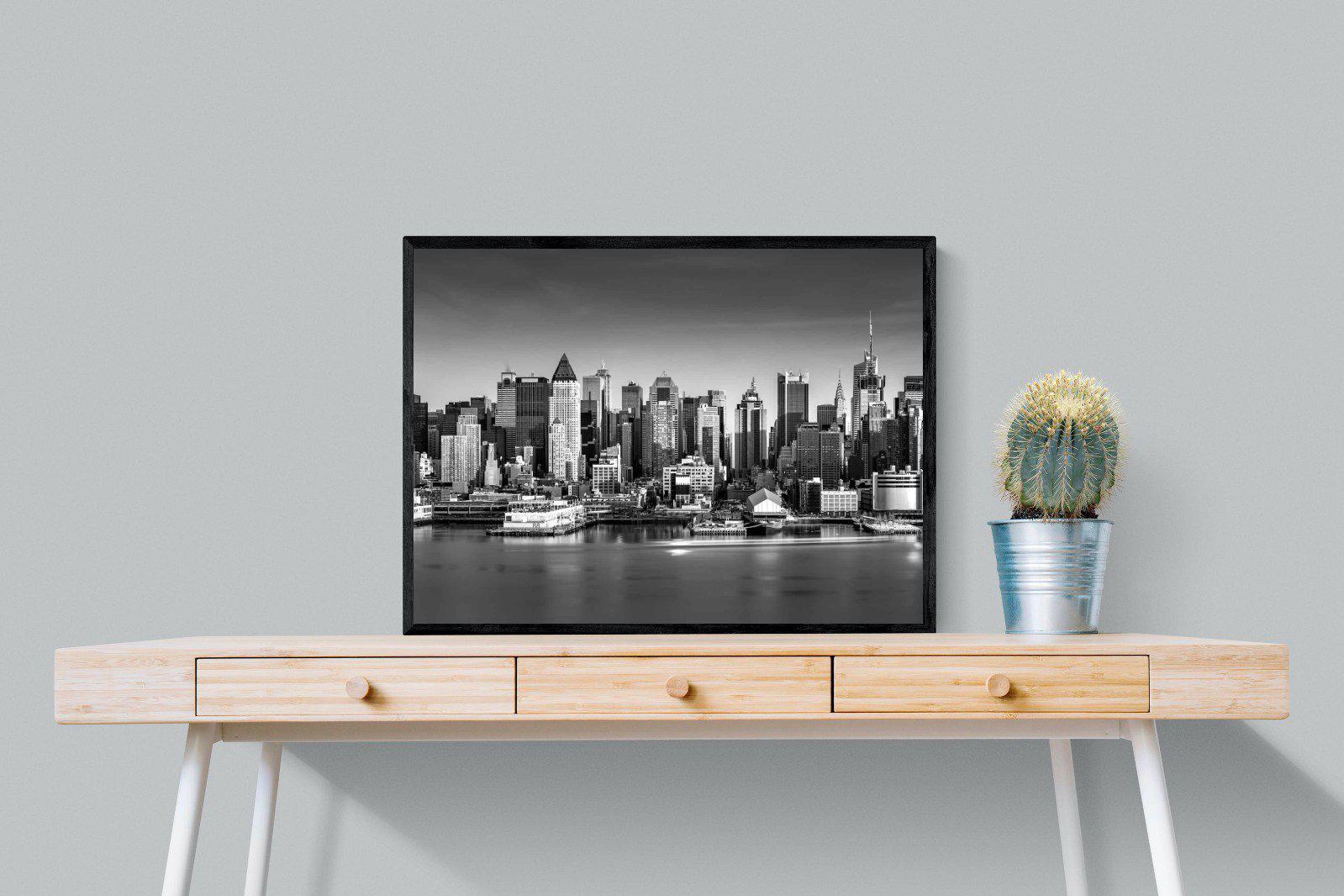 New York Skyline-Wall_Art-80 x 60cm-Mounted Canvas-Black-Pixalot