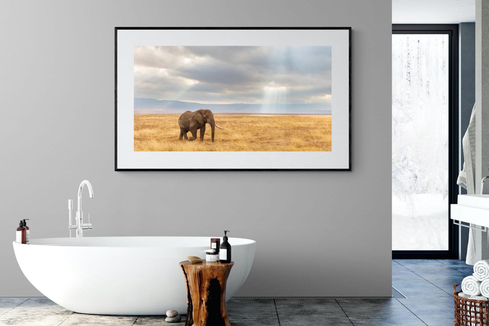 Ngorongoro Ele-Wall_Art-180 x 110cm-Framed Print-Black-Pixalot