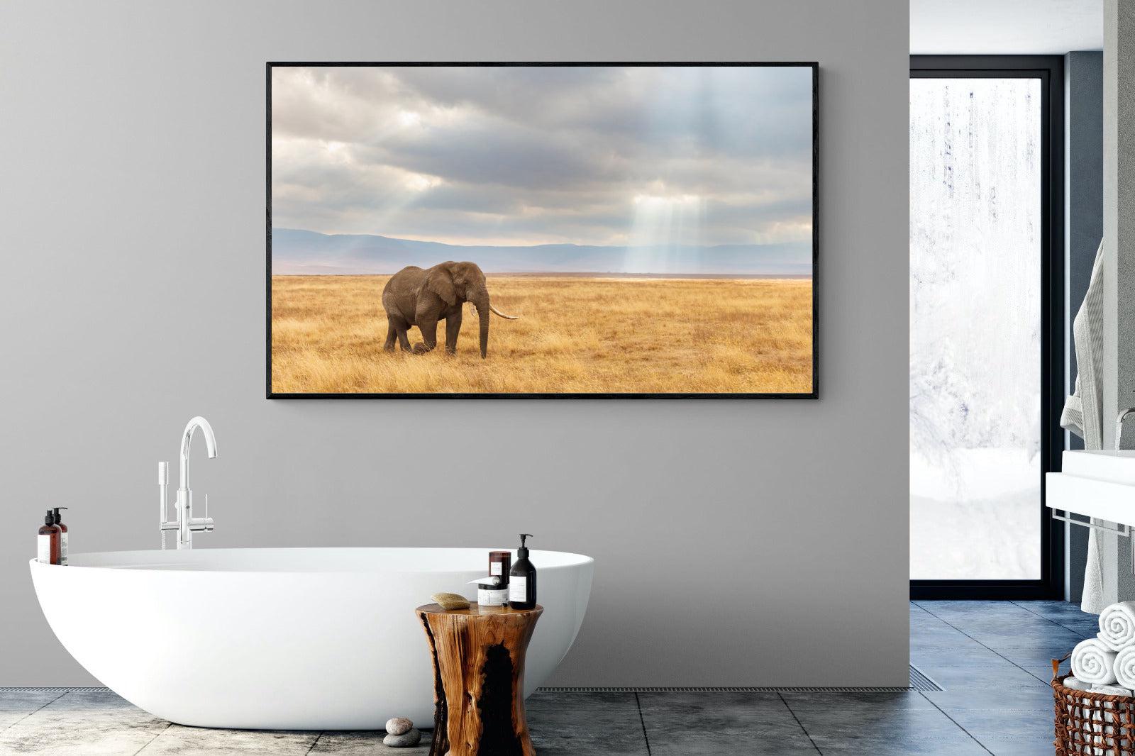 Ngorongoro Ele-Wall_Art-180 x 110cm-Mounted Canvas-Black-Pixalot