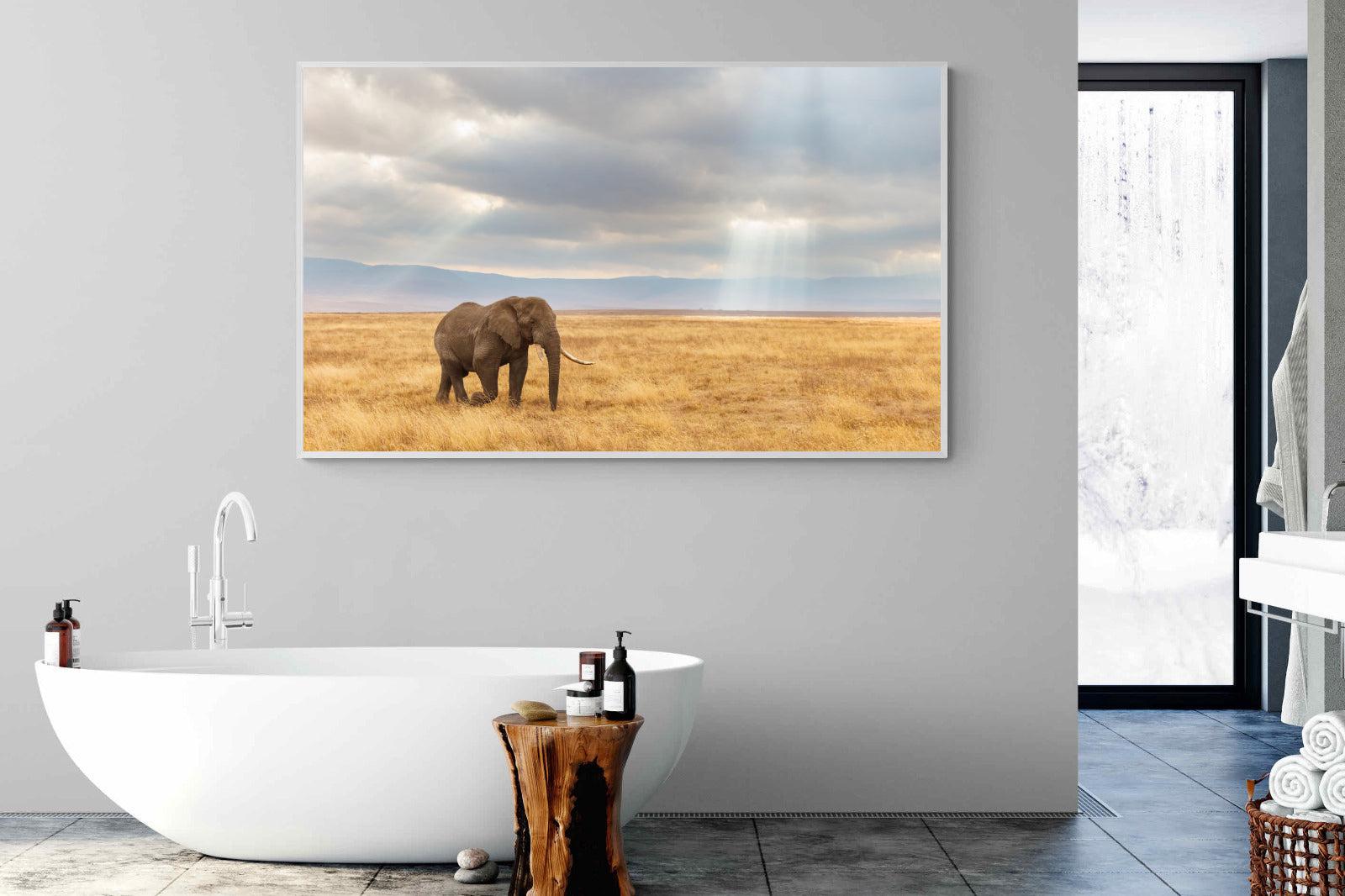 Ngorongoro Ele-Wall_Art-180 x 110cm-Mounted Canvas-White-Pixalot