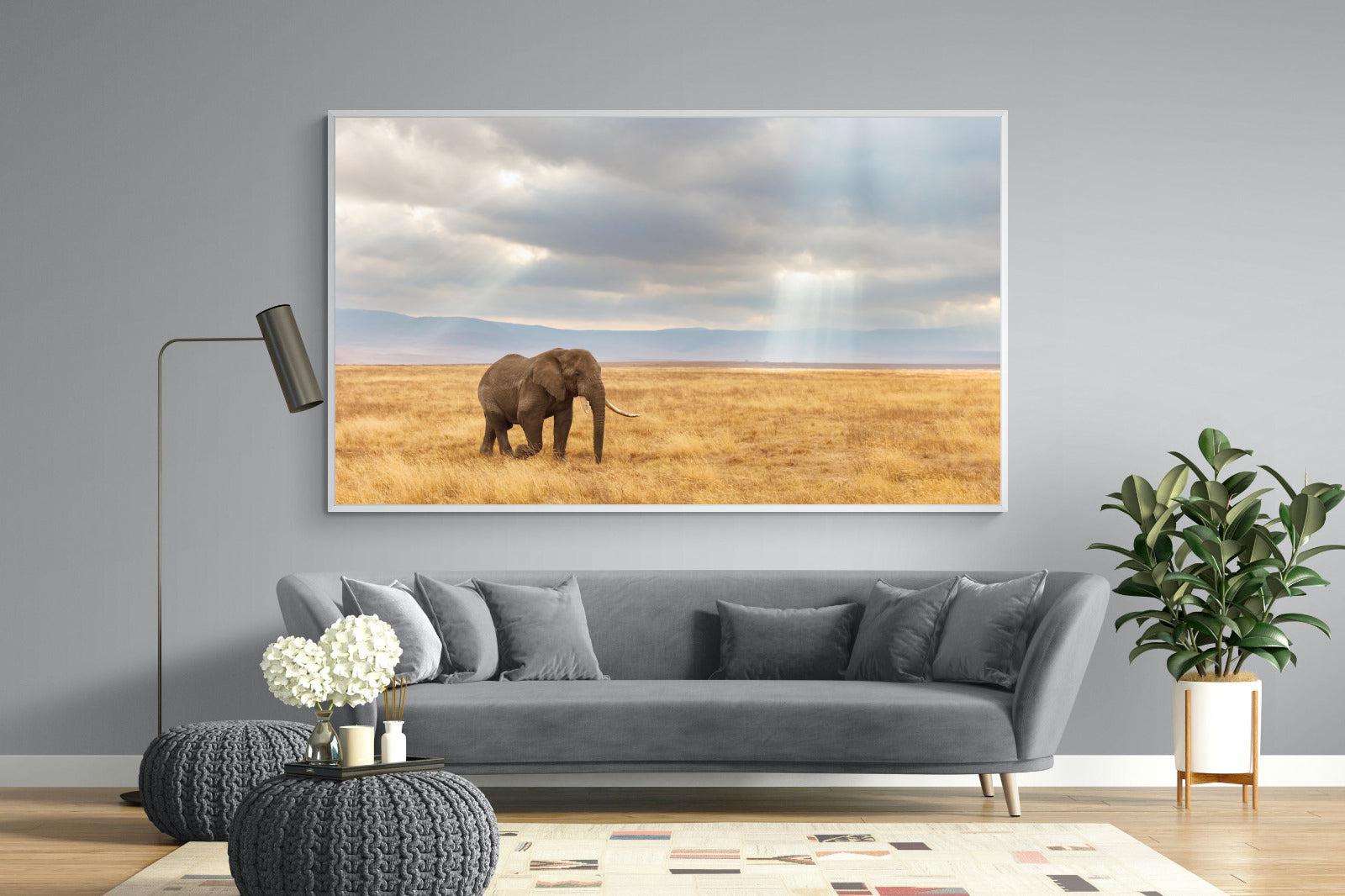 Ngorongoro Ele-Wall_Art-220 x 130cm-Mounted Canvas-White-Pixalot