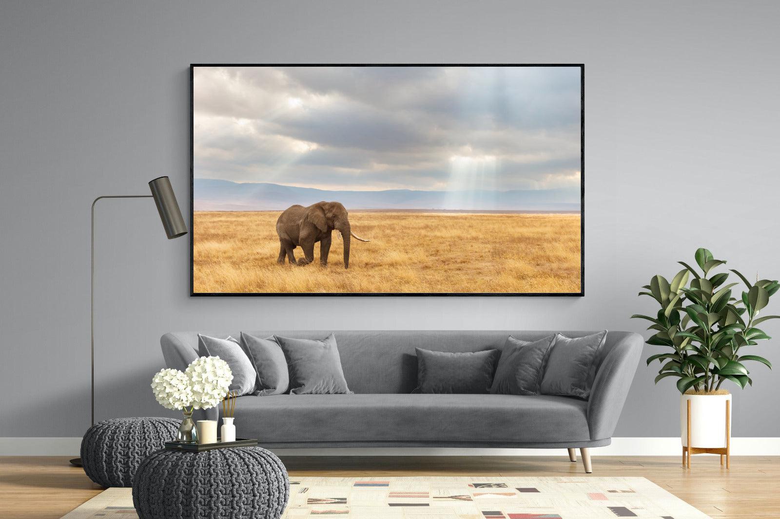 Ngorongoro Ele-Wall_Art-220 x 130cm-Mounted Canvas-Black-Pixalot