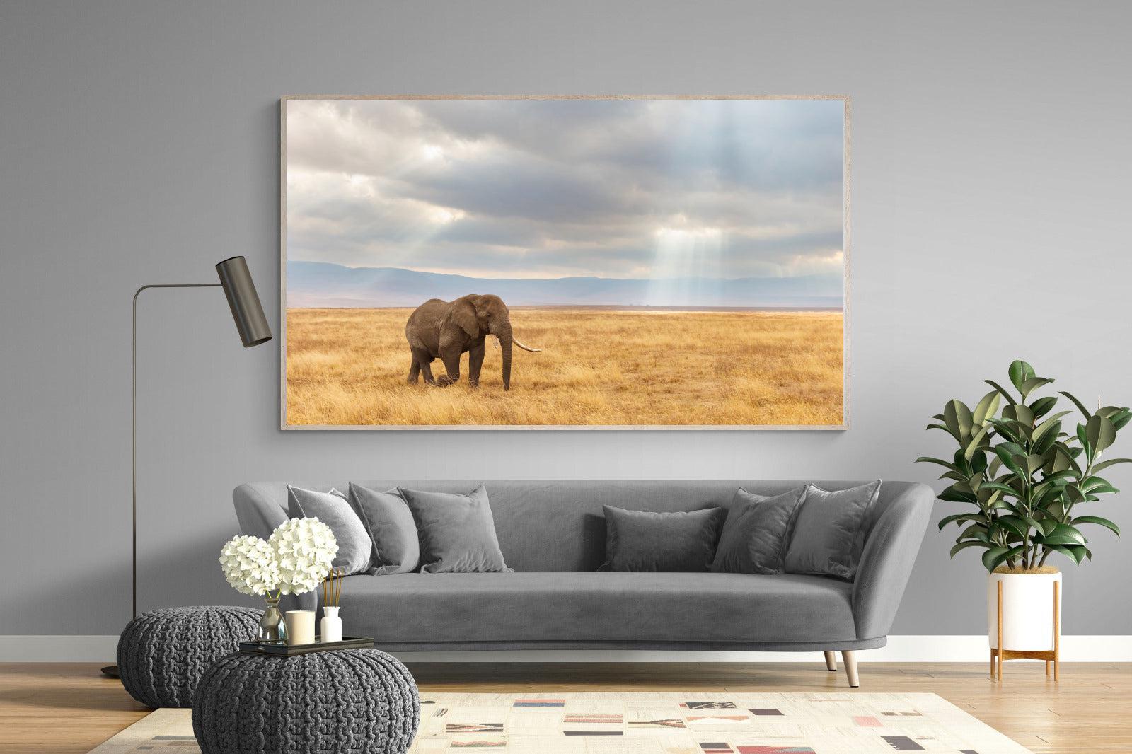 Ngorongoro Ele-Wall_Art-220 x 130cm-Mounted Canvas-Wood-Pixalot