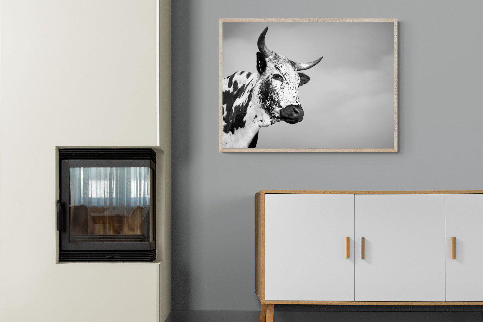 Nguni Bull-Wall_Art-100 x 75cm-Mounted Canvas-Wood-Pixalot