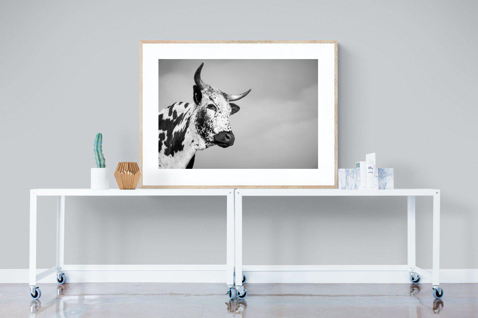 Nguni Bull-Wall_Art-120 x 90cm-Framed Print-Wood-Pixalot