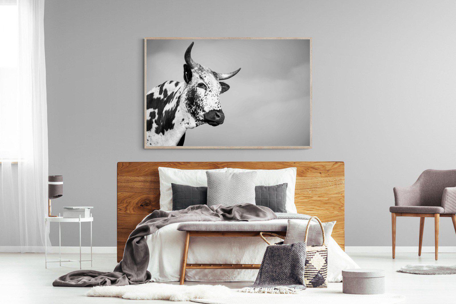 Nguni Bull-Wall_Art-150 x 100cm-Mounted Canvas-Wood-Pixalot
