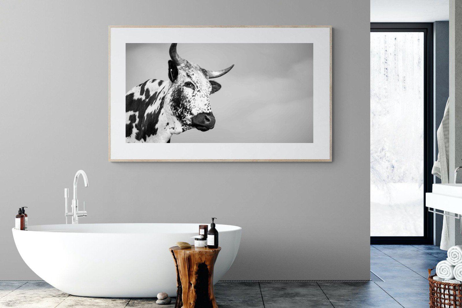 Nguni Bull-Wall_Art-180 x 110cm-Framed Print-Wood-Pixalot