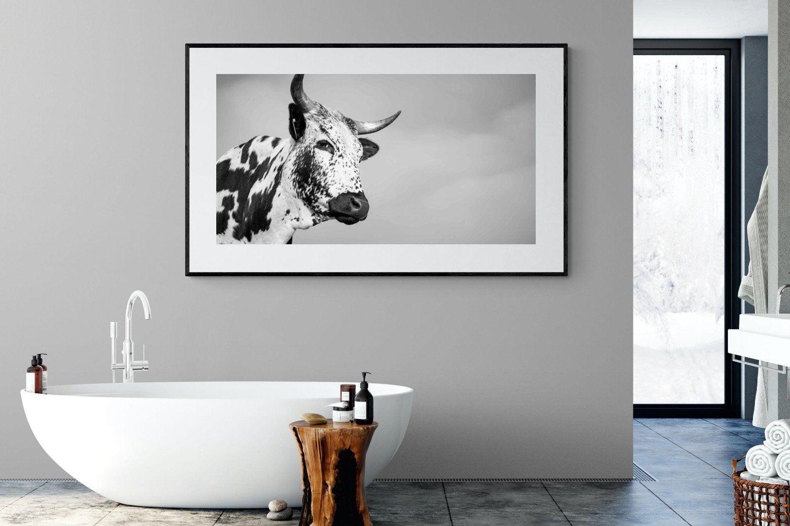 Nguni Bull-Wall_Art-180 x 110cm-Framed Print-Black-Pixalot
