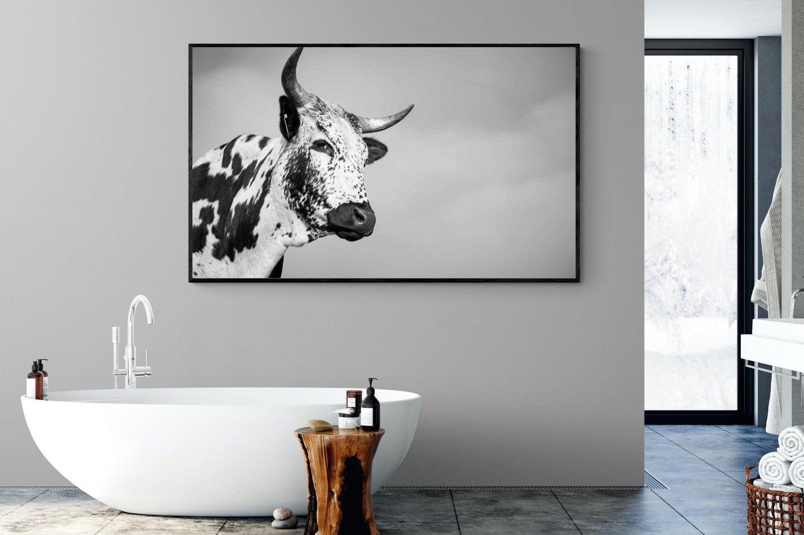 Nguni Bull-Wall_Art-180 x 110cm-Mounted Canvas-Black-Pixalot