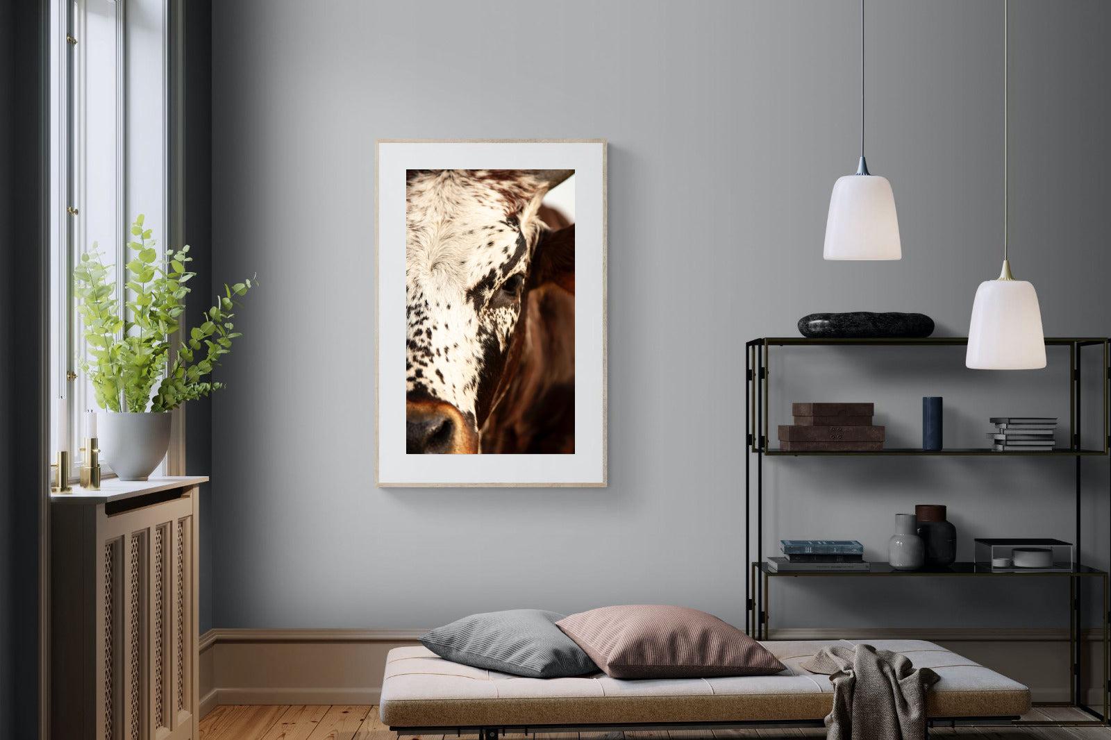 Nguni Close-Wall_Art-100 x 150cm-Framed Print-Wood-Pixalot