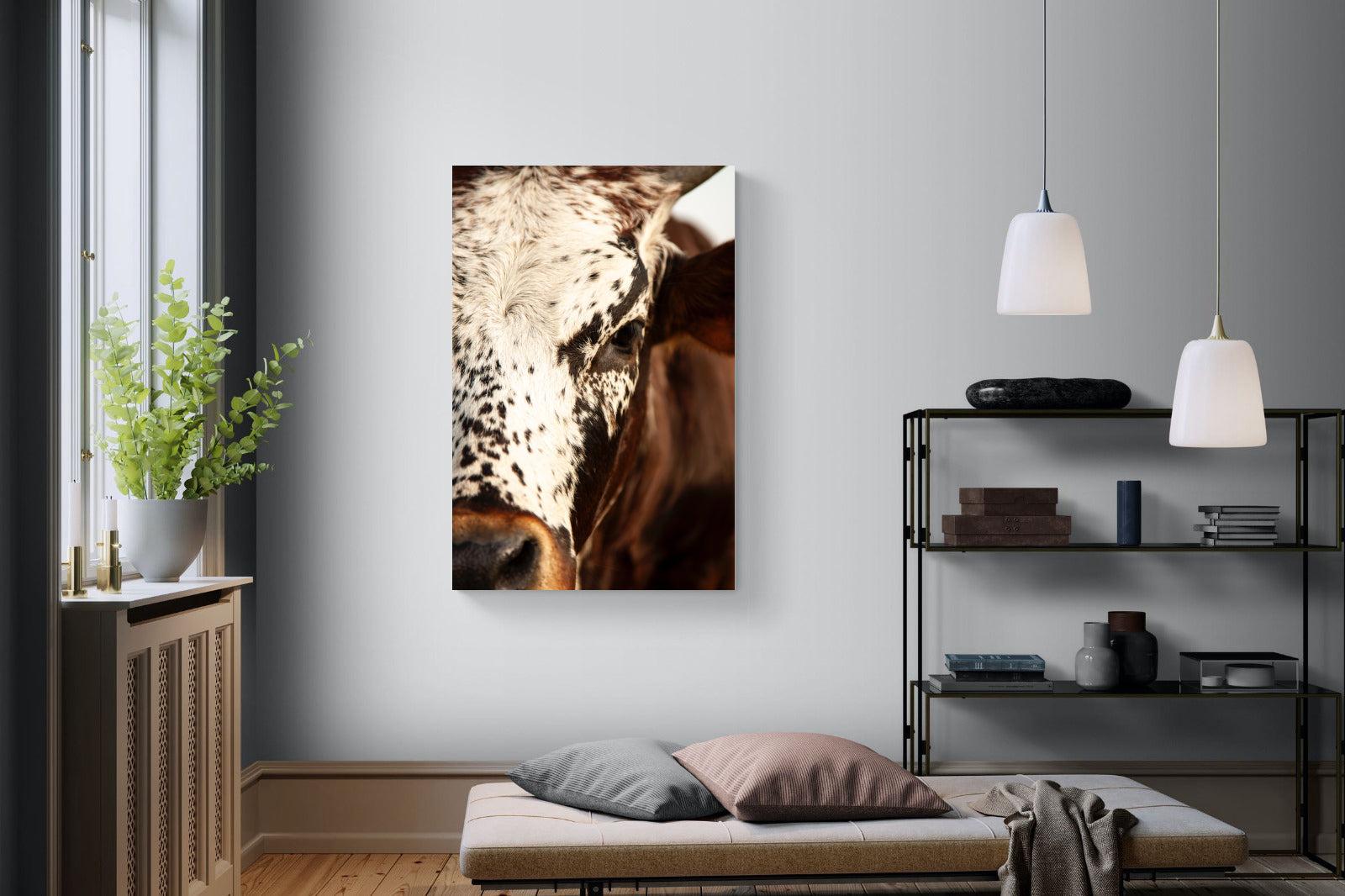 Nguni Close-Wall_Art-100 x 150cm-Mounted Canvas-No Frame-Pixalot