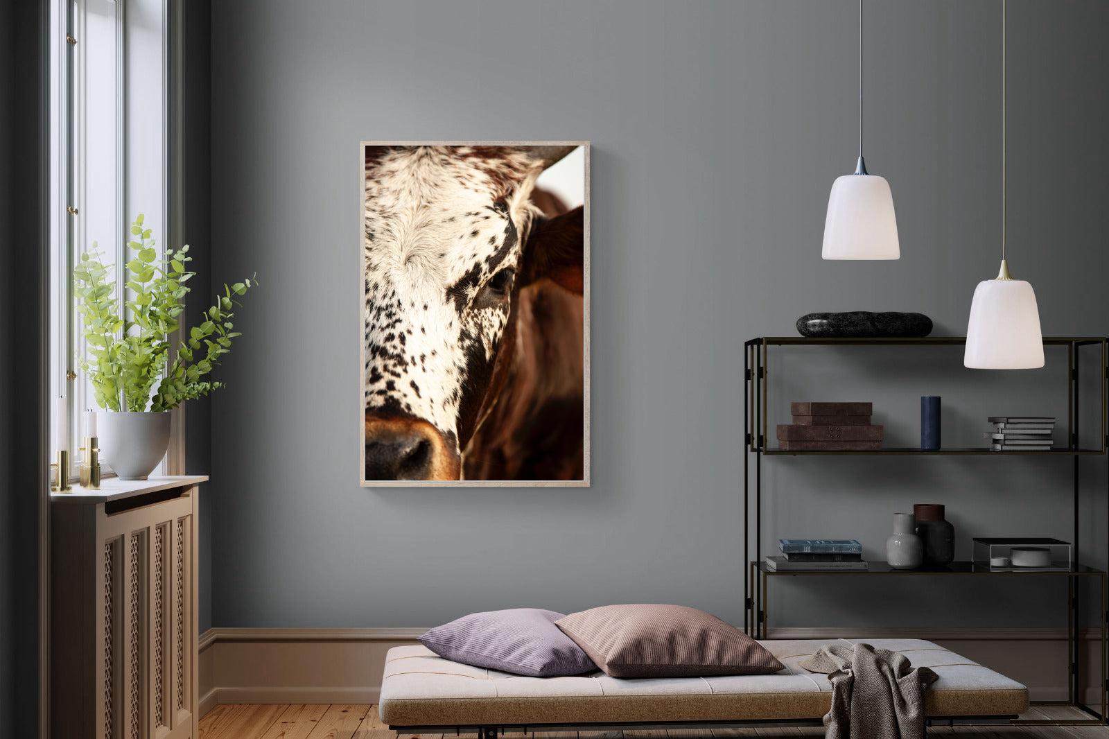 Nguni Close-Wall_Art-100 x 150cm-Mounted Canvas-Wood-Pixalot