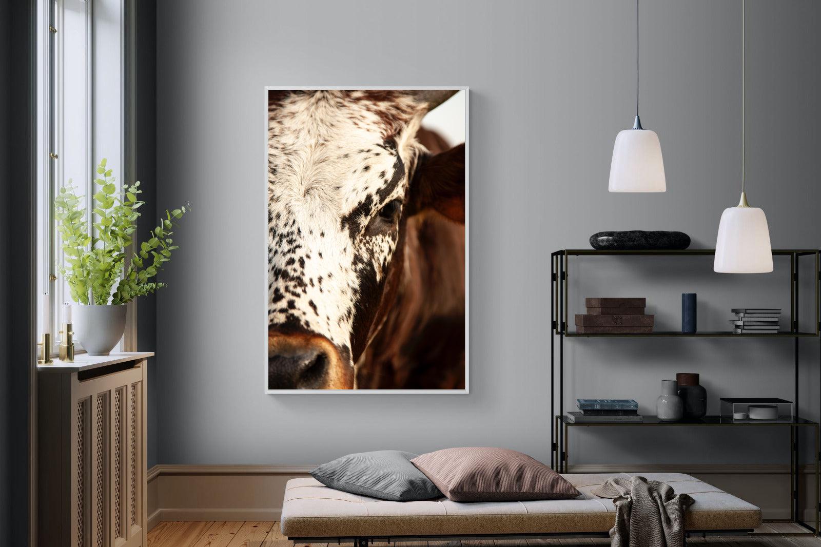 Nguni Close-Wall_Art-120 x 180cm-Mounted Canvas-White-Pixalot