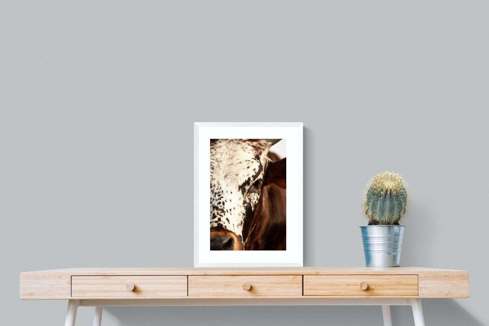Nguni Close-Wall_Art-45 x 60cm-Framed Print-White-Pixalot