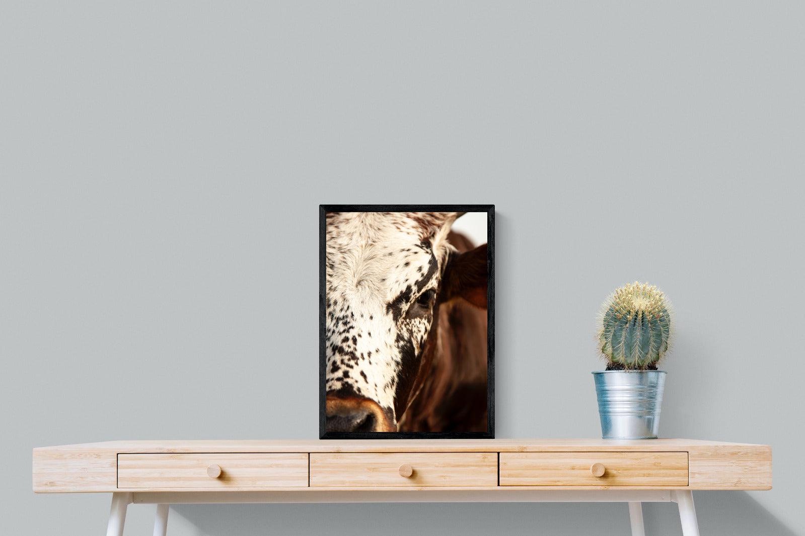 Nguni Close-Wall_Art-45 x 60cm-Mounted Canvas-Black-Pixalot