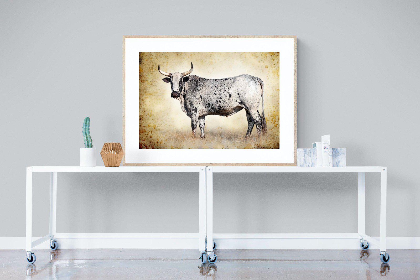 Nguni Ox-Wall_Art-120 x 90cm-Framed Print-Wood-Pixalot