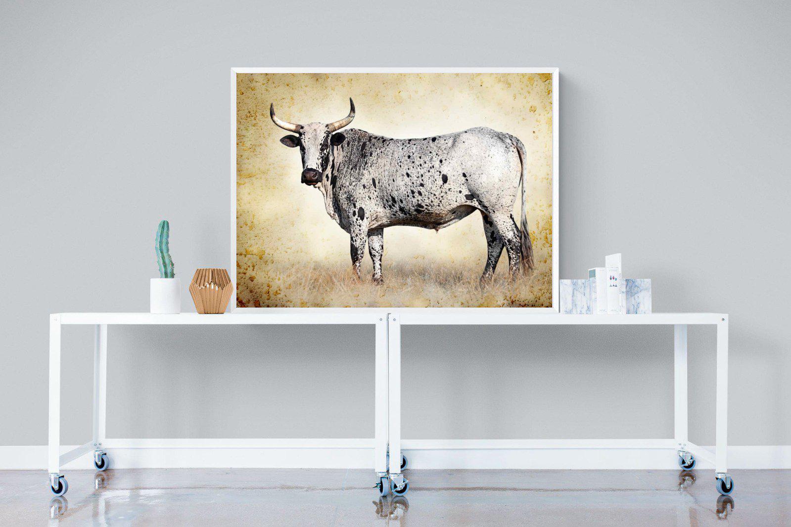Nguni Ox-Wall_Art-120 x 90cm-Mounted Canvas-White-Pixalot