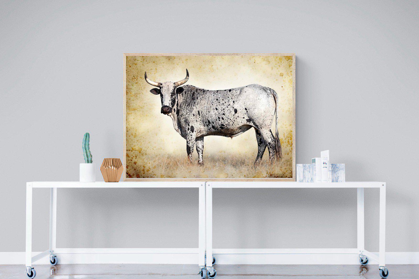 Nguni Ox-Wall_Art-120 x 90cm-Mounted Canvas-Wood-Pixalot