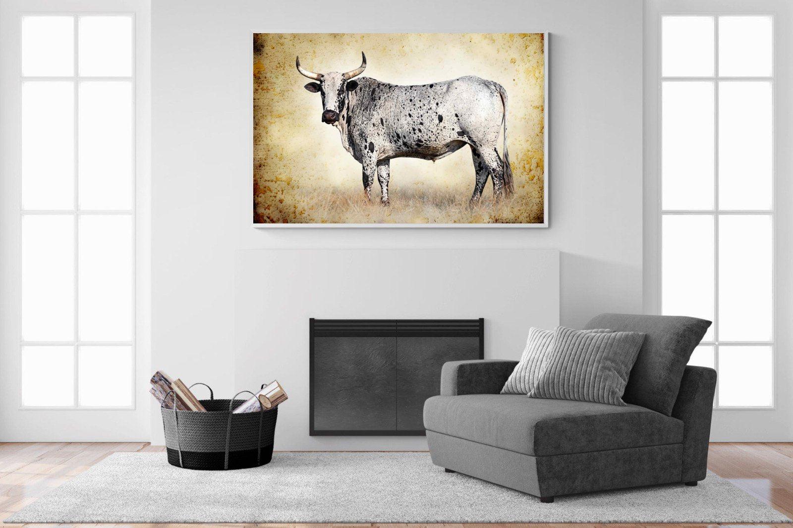 Nguni Ox-Wall_Art-150 x 100cm-Mounted Canvas-White-Pixalot