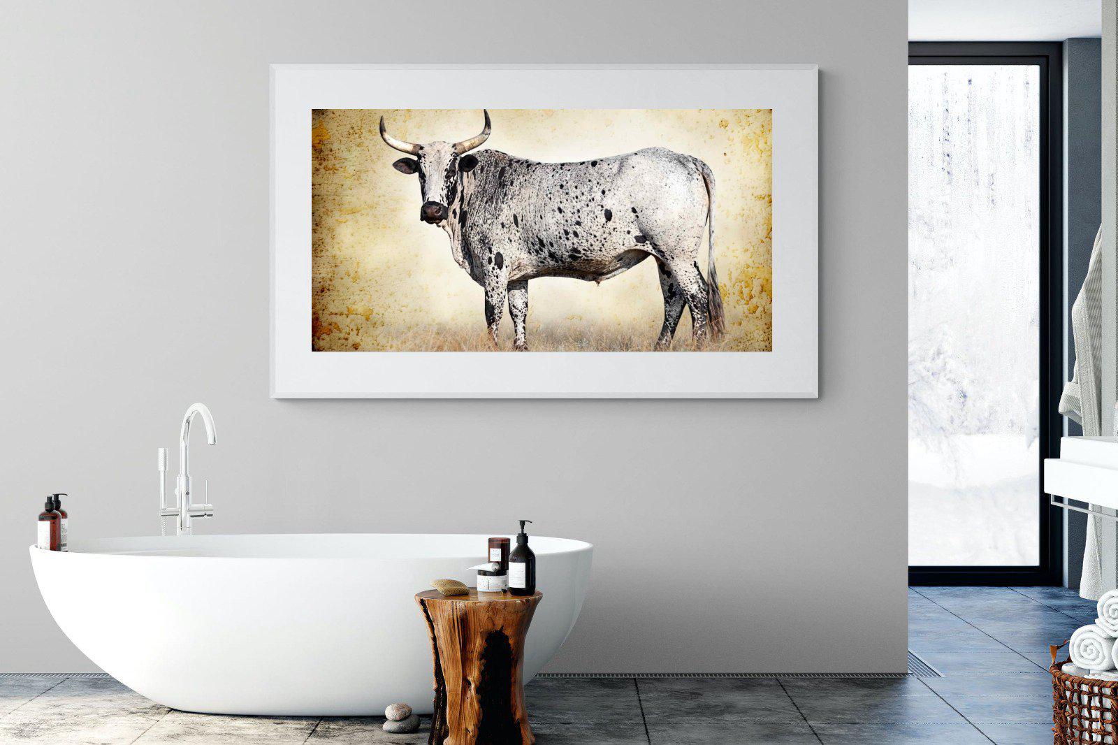 Nguni Ox-Wall_Art-180 x 110cm-Framed Print-White-Pixalot