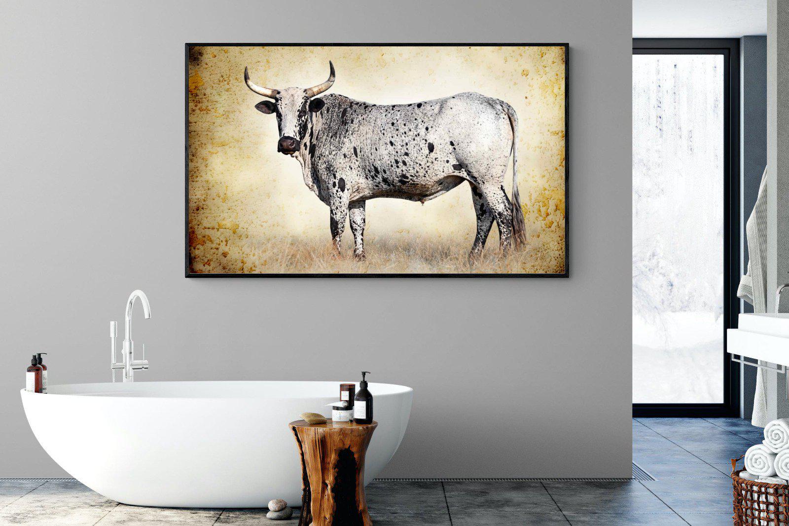 Nguni Ox-Wall_Art-180 x 110cm-Mounted Canvas-Black-Pixalot