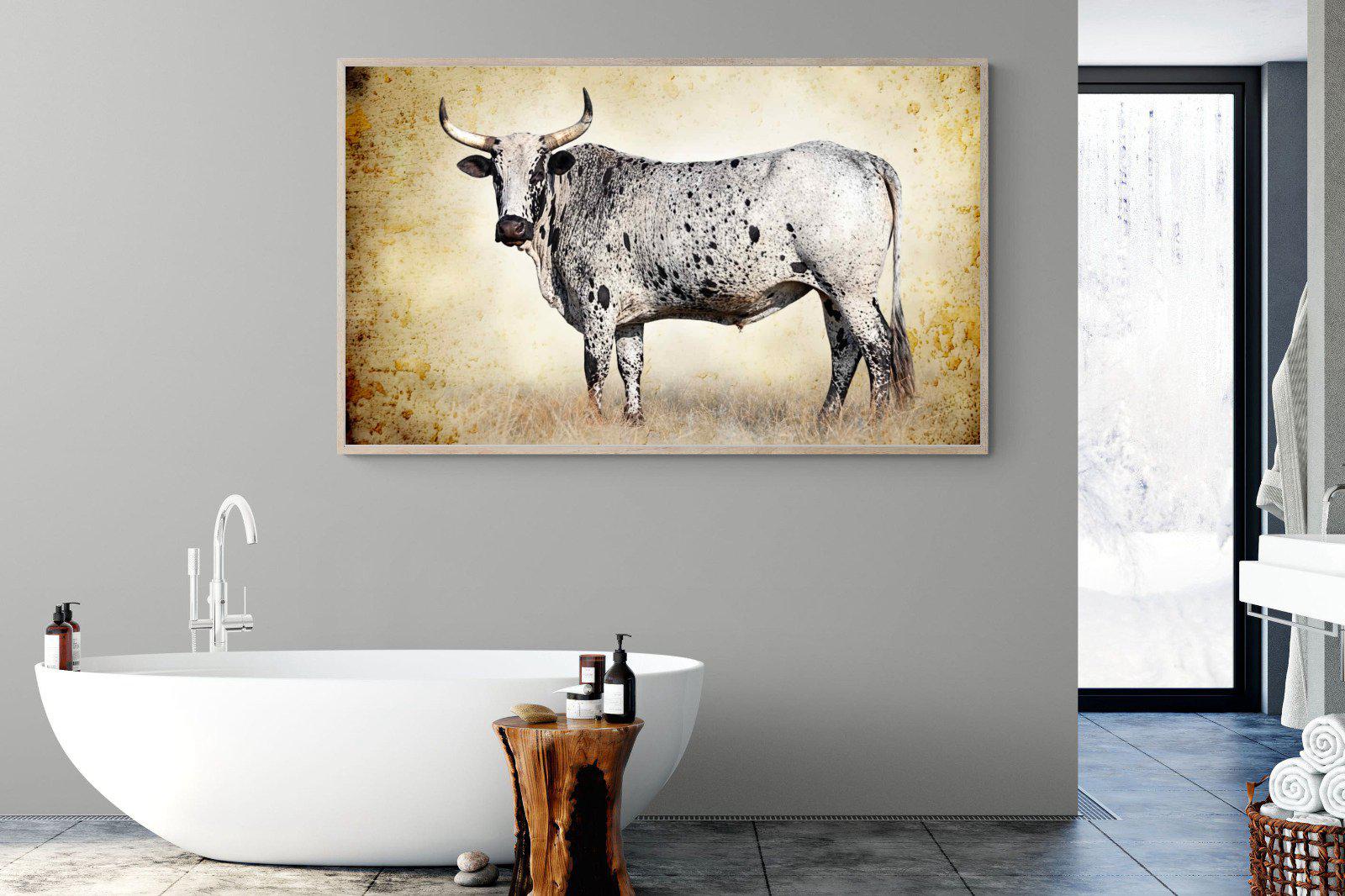 Nguni Ox-Wall_Art-180 x 110cm-Mounted Canvas-Wood-Pixalot