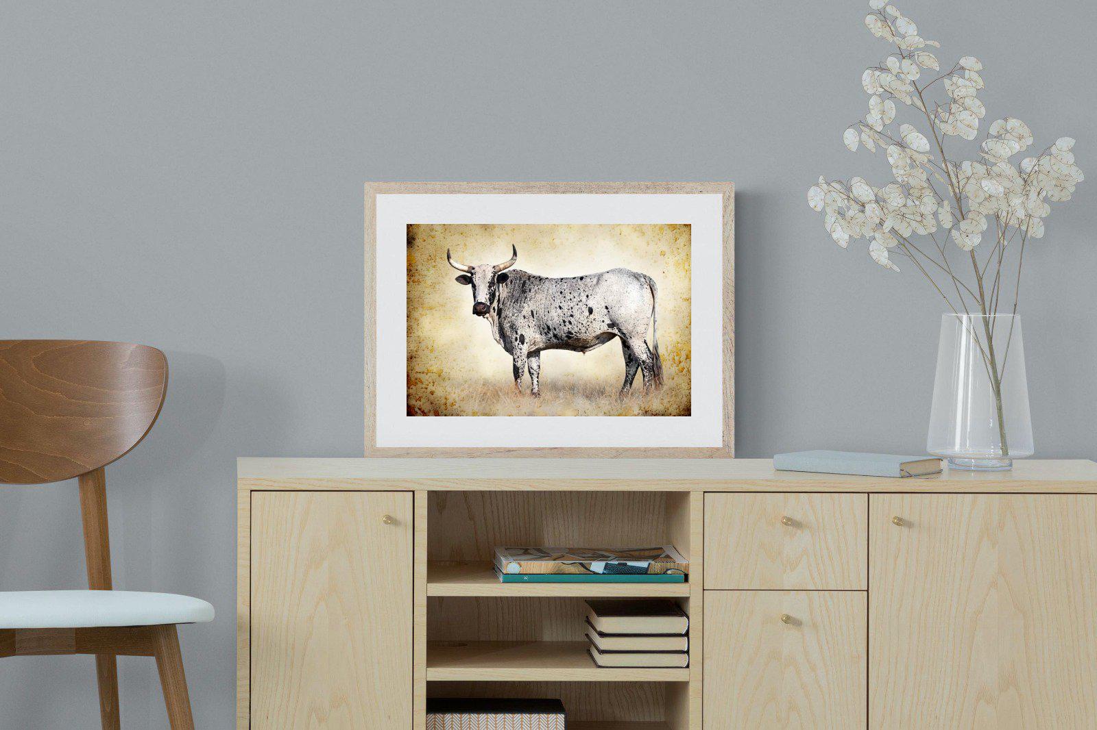 Nguni Ox-Wall_Art-60 x 45cm-Framed Print-Wood-Pixalot