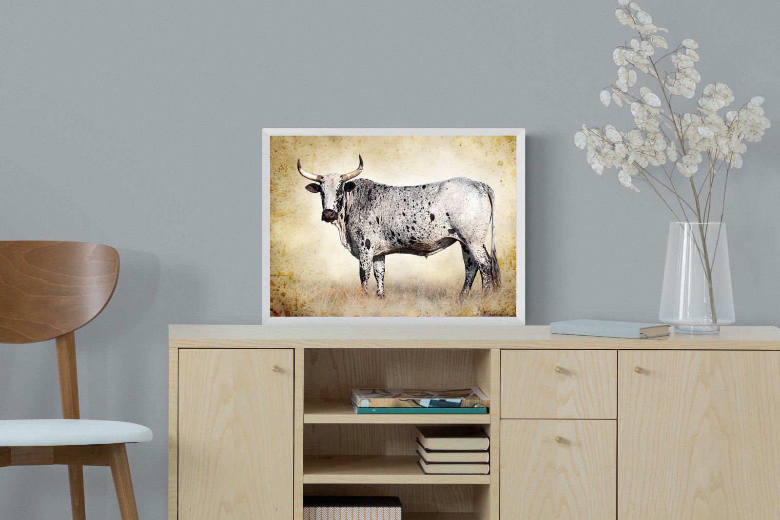 Nguni Ox-Wall_Art-60 x 45cm-Mounted Canvas-White-Pixalot