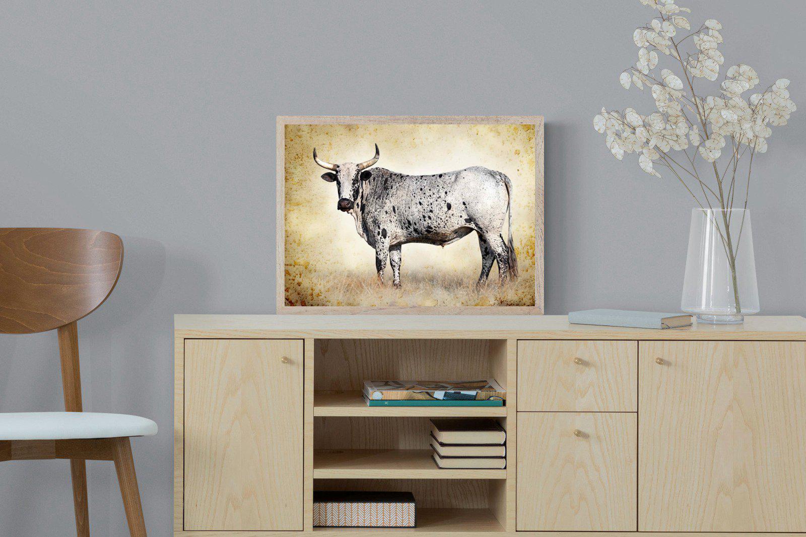Nguni Ox-Wall_Art-60 x 45cm-Mounted Canvas-Wood-Pixalot
