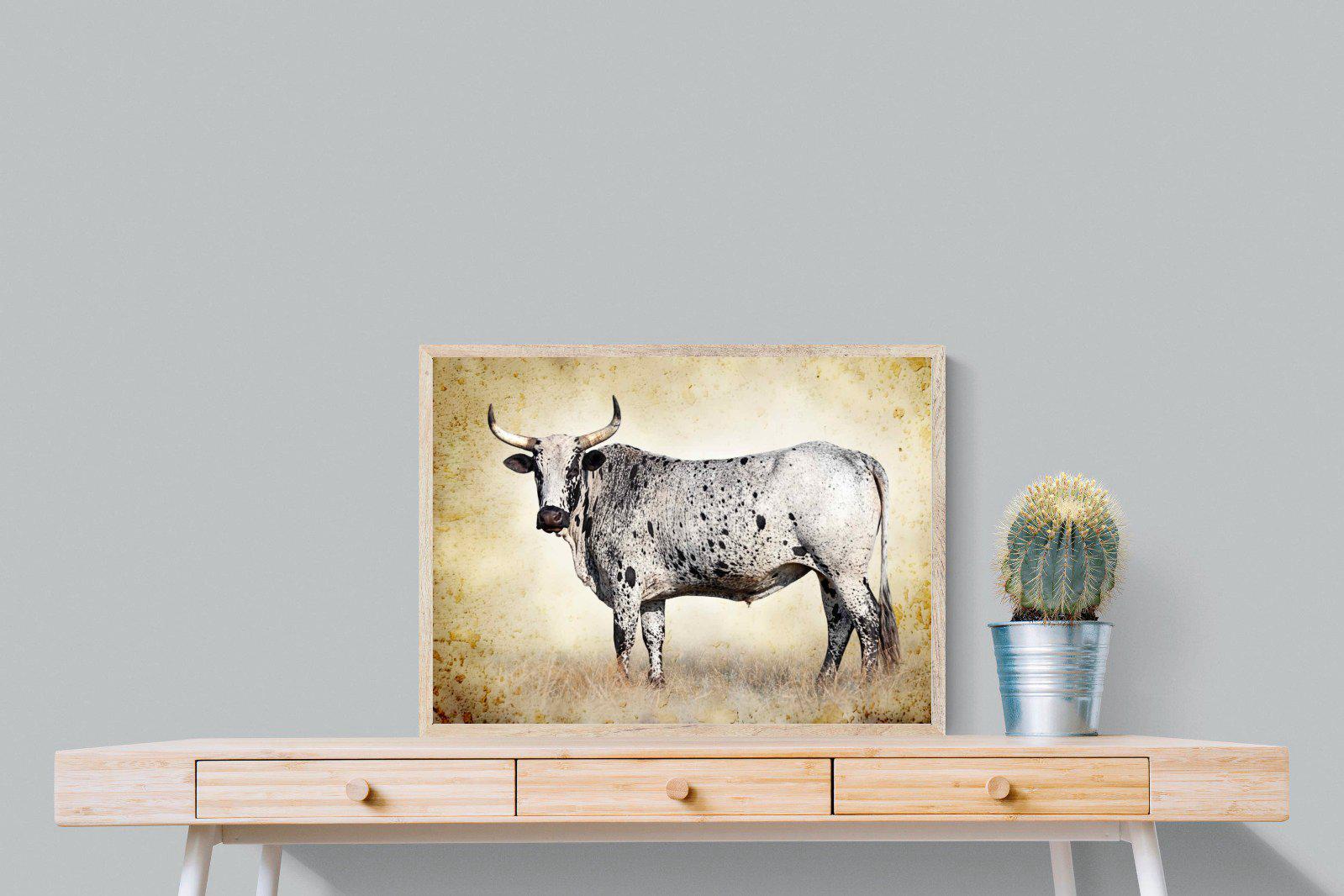 Nguni Ox-Wall_Art-80 x 60cm-Mounted Canvas-Wood-Pixalot