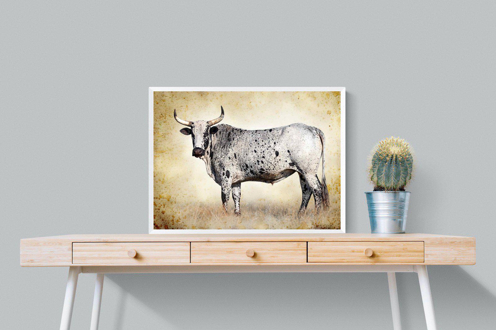 Nguni Ox-Wall_Art-80 x 60cm-Mounted Canvas-White-Pixalot