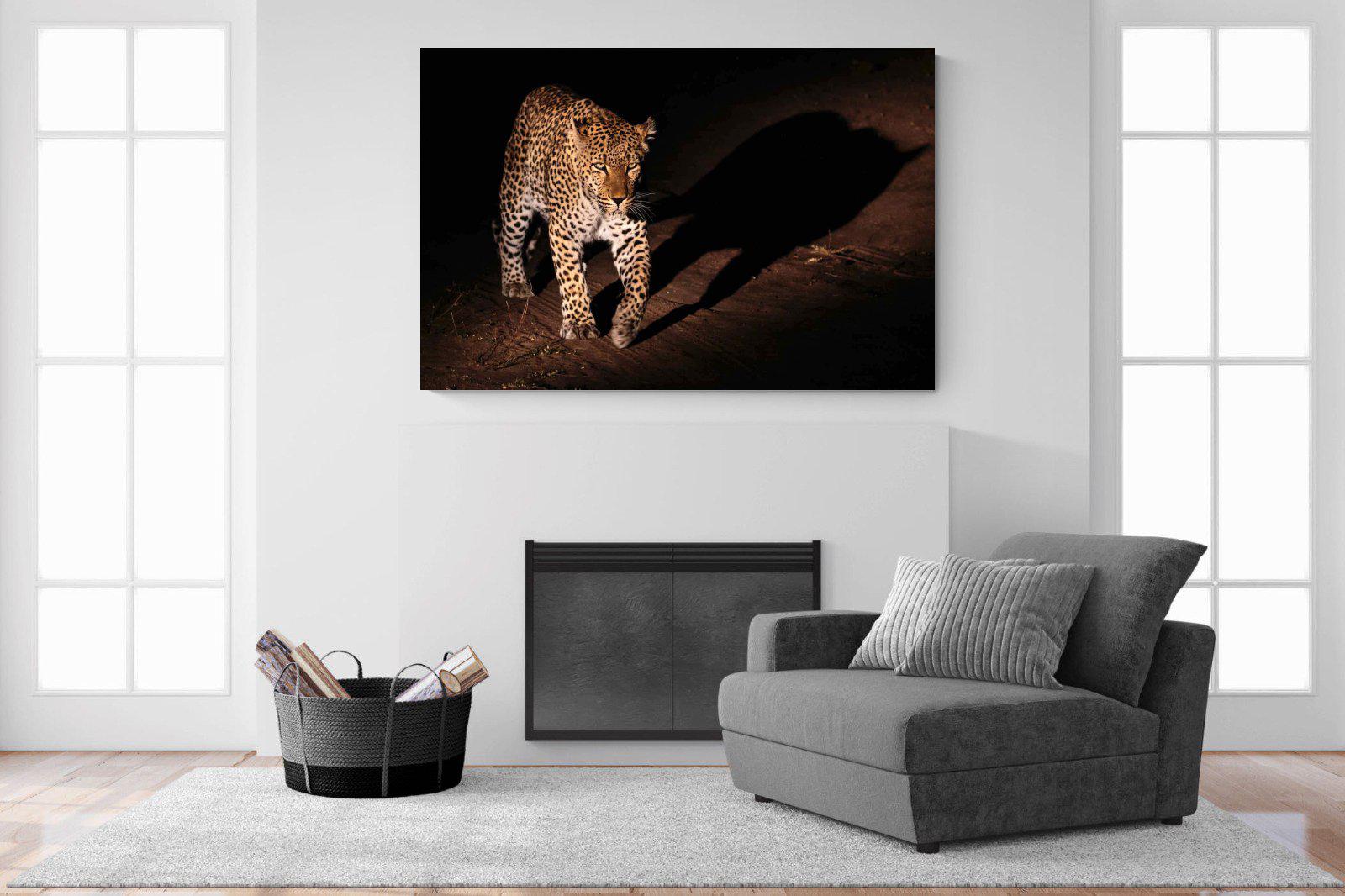 Night Leopard-Wall_Art-150 x 100cm-Mounted Canvas-No Frame-Pixalot