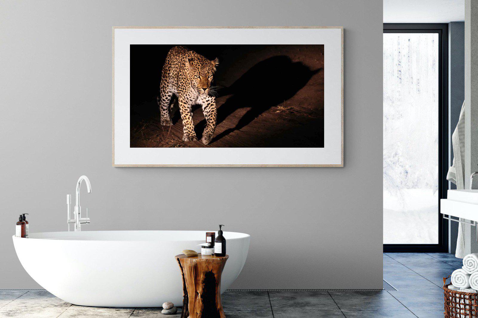 Night Leopard-Wall_Art-180 x 110cm-Framed Print-Wood-Pixalot